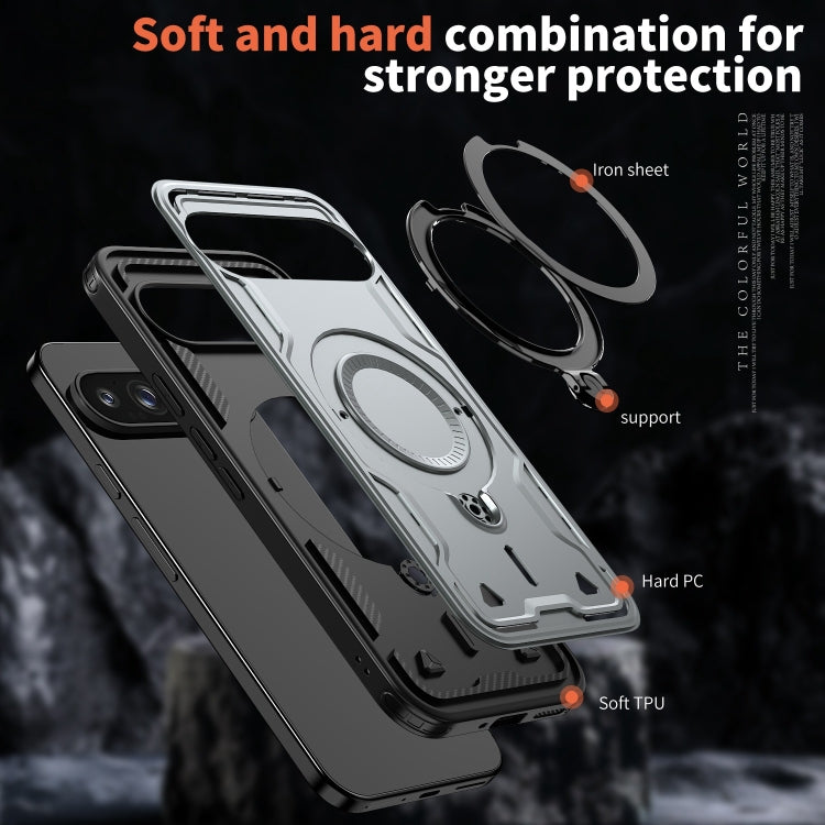 For Google Pixel 9 / 9 Pro PC Hybrid TPU Armor MagSafe Ring Holder Phone Case