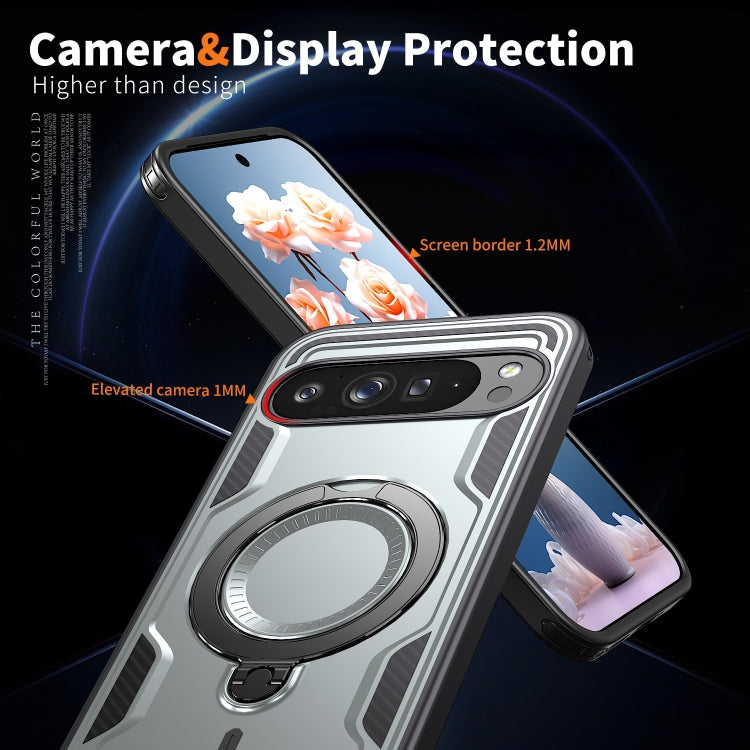 For Google Pixel 9 / 9 Pro PC Hybrid TPU Armor MagSafe Ring Holder Phone Case