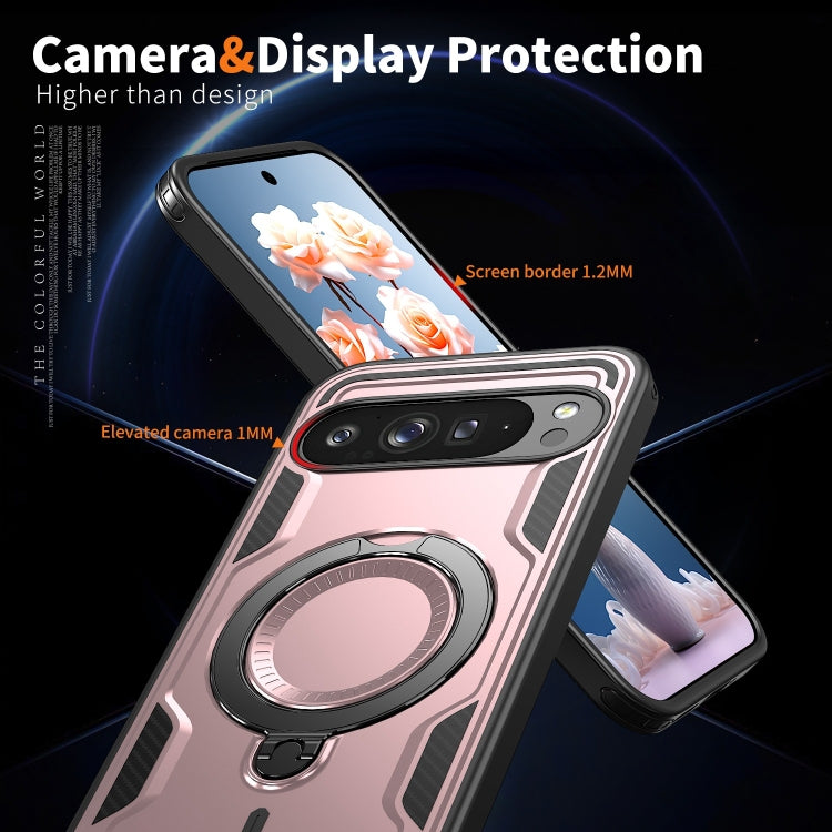 For Google Pixel 9 / 9 Pro PC Hybrid TPU Armor MagSafe Ring Holder Phone Case