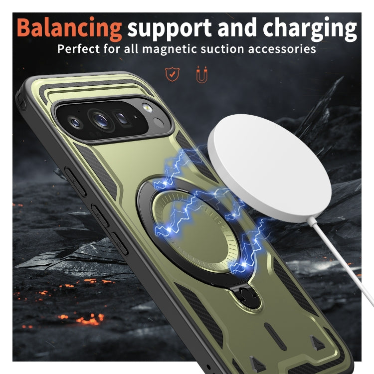 For Google Pixel 9 Pro XL PC Hybrid TPU Armor MagSafe Ring Holder Phone Case