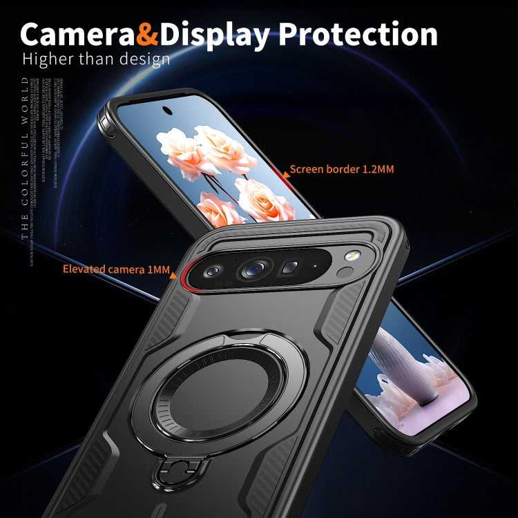 For Google Pixel 9 Pro XL PC Hybrid TPU Armor MagSafe Ring Holder Phone Case