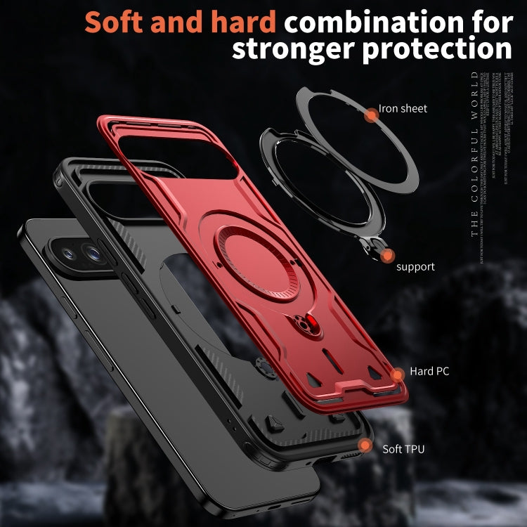 For Google Pixel 9 Pro XL PC Hybrid TPU Armor MagSafe Ring Holder Phone Case