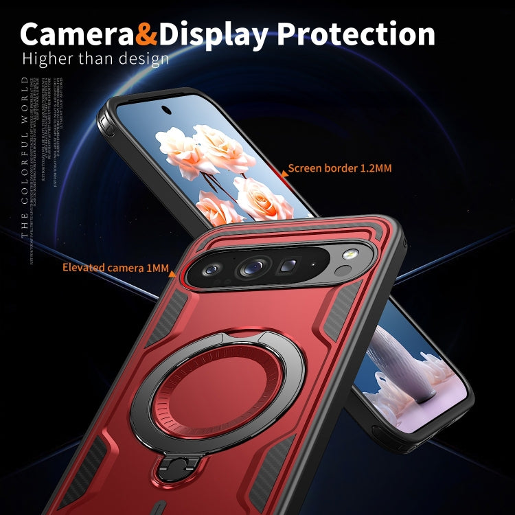 For Google Pixel 9 Pro XL PC Hybrid TPU Armor MagSafe Ring Holder Phone Case
