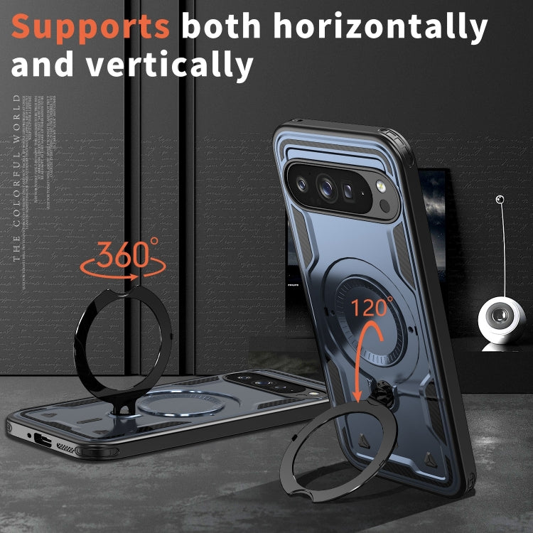 For Google Pixel 9 Pro XL PC Hybrid TPU Armor MagSafe Ring Holder Phone Case