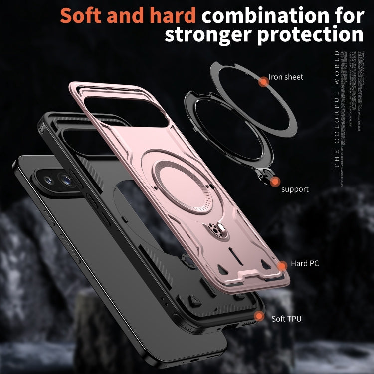 For Google Pixel 9 Pro XL PC Hybrid TPU Armor MagSafe Ring Holder Phone Case