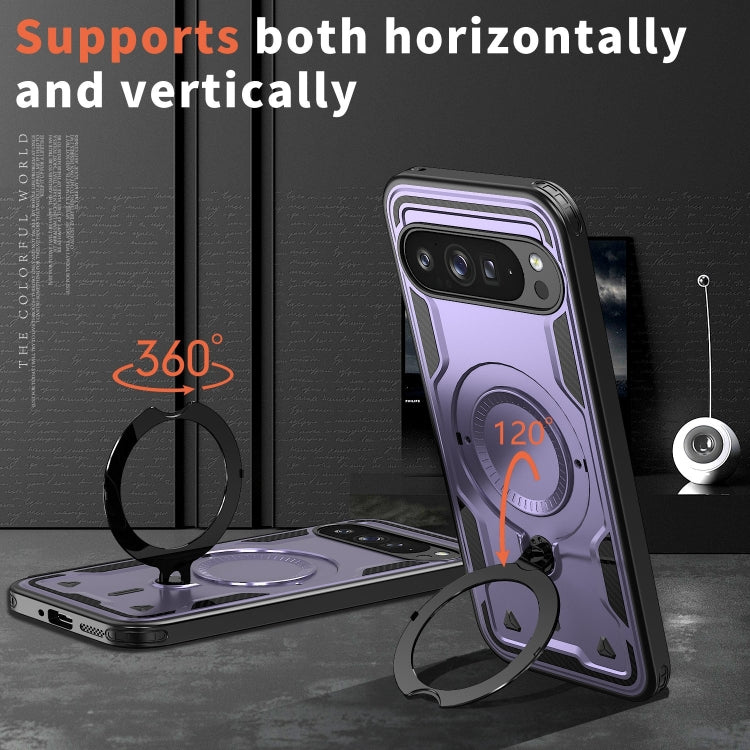 For Google Pixel 9 Pro XL PC Hybrid TPU Armor MagSafe Ring Holder Phone Case