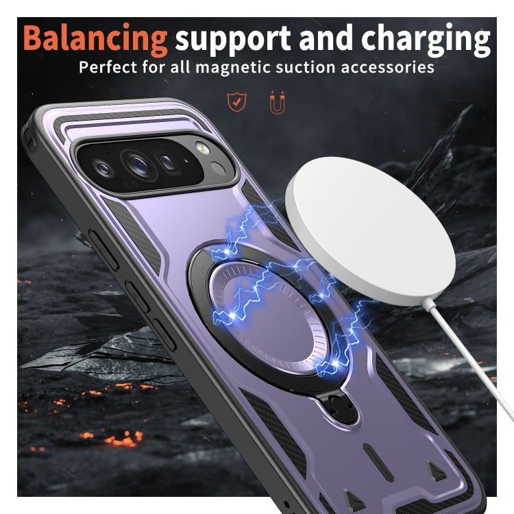 For Google Pixel 9 Pro XL PC Hybrid TPU Armor MagSafe Ring Holder Phone Case