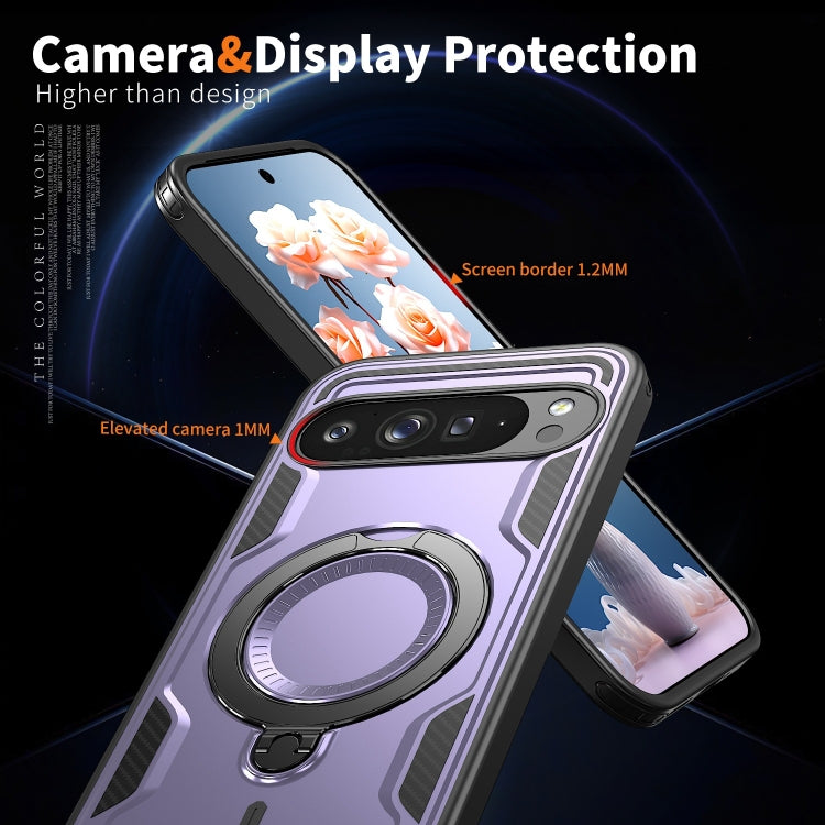 For Google Pixel 9 Pro XL PC Hybrid TPU Armor MagSafe Ring Holder Phone Case