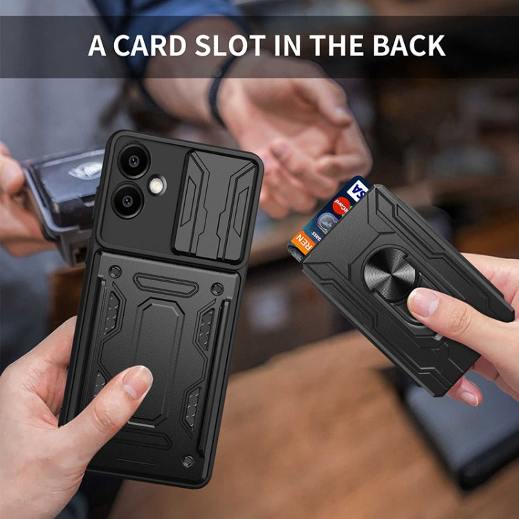 For Samsung Galaxy A06 4G Sliding Camshield TPU+PC Phone Case with Card Slot