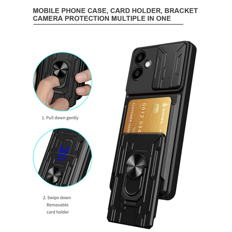 For Samsung Galaxy A06 4G Sliding Camshield TPU+PC Phone Case with Card Slot