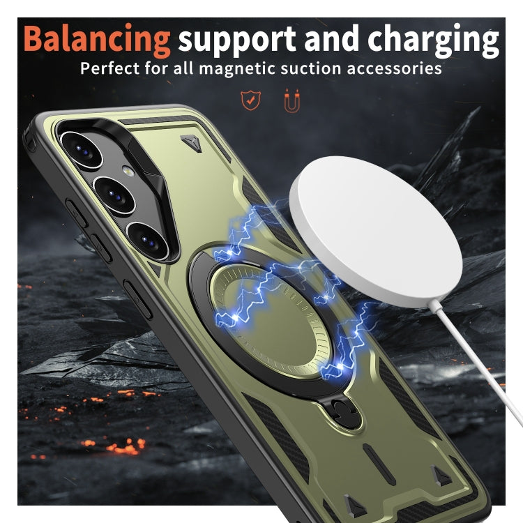 For Samsung Galaxy S24+ 5G PC Hybrid TPU Armor MagSafe Ring Holder Phone Case