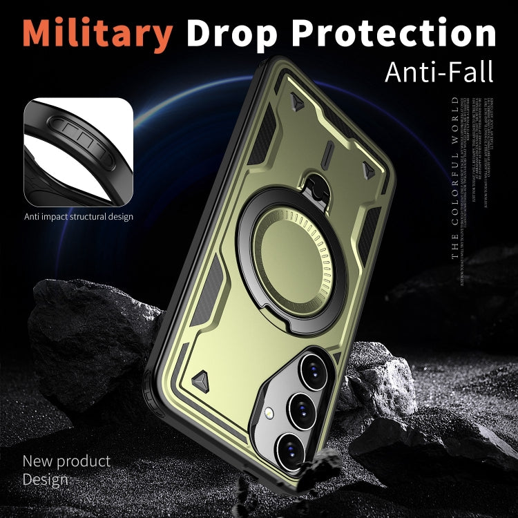 For Samsung Galaxy S24+ 5G PC Hybrid TPU Armor MagSafe Ring Holder Phone Case