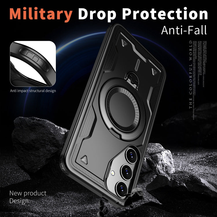 For Samsung Galaxy S24+ 5G PC Hybrid TPU Armor MagSafe Ring Holder Phone Case