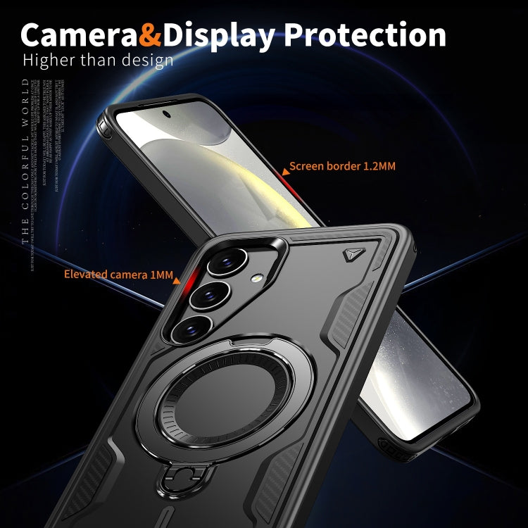 For Samsung Galaxy S24+ 5G PC Hybrid TPU Armor MagSafe Ring Holder Phone Case
