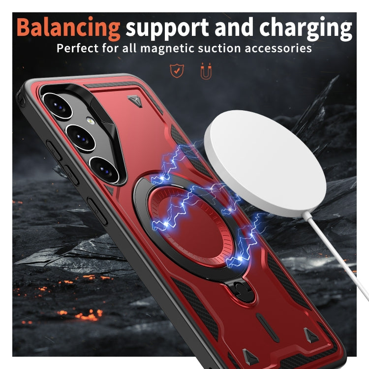 For Samsung Galaxy S24+ 5G PC Hybrid TPU Armor MagSafe Ring Holder Phone Case