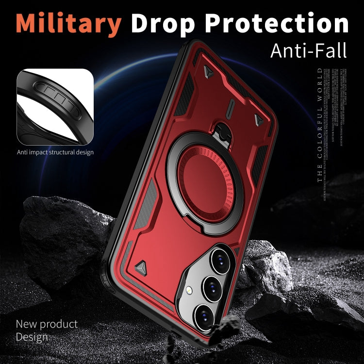 For Samsung Galaxy S24+ 5G PC Hybrid TPU Armor MagSafe Ring Holder Phone Case