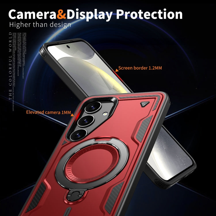 For Samsung Galaxy S24+ 5G PC Hybrid TPU Armor MagSafe Ring Holder Phone Case