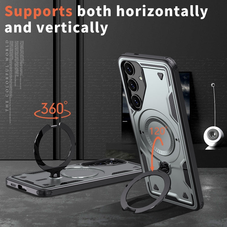 For Samsung Galaxy S24+ 5G PC Hybrid TPU Armor MagSafe Ring Holder Phone Case