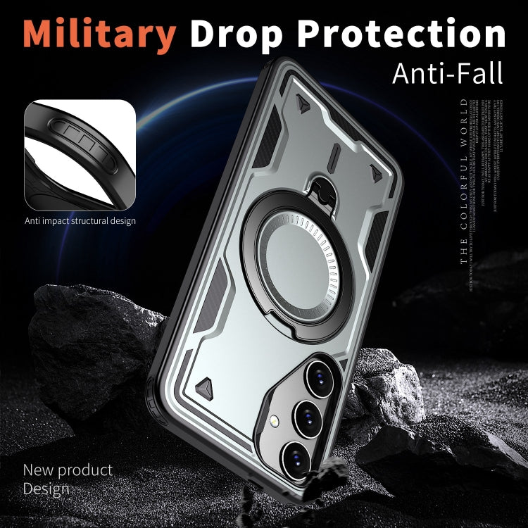 For Samsung Galaxy S24+ 5G PC Hybrid TPU Armor MagSafe Ring Holder Phone Case