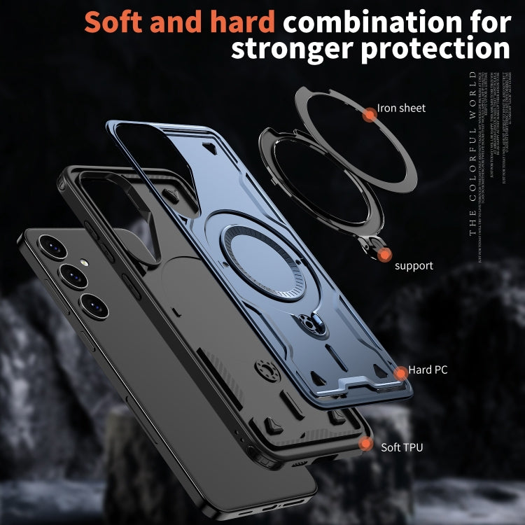 For Samsung Galaxy S24+ 5G PC Hybrid TPU Armor MagSafe Ring Holder Phone Case