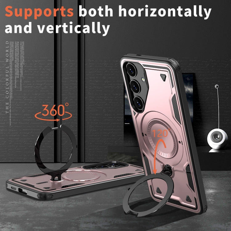 For Samsung Galaxy S24+ 5G PC Hybrid TPU Armor MagSafe Ring Holder Phone Case