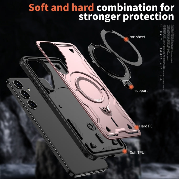 For Samsung Galaxy S24+ 5G PC Hybrid TPU Armor MagSafe Ring Holder Phone Case