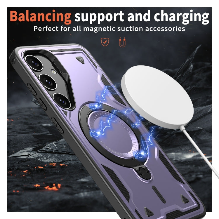 For Samsung Galaxy S24+ 5G PC Hybrid TPU Armor MagSafe Ring Holder Phone Case
