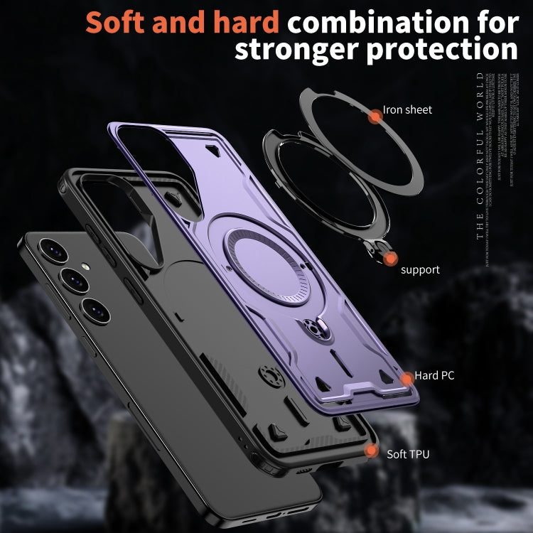 For Samsung Galaxy S24+ 5G PC Hybrid TPU Armor MagSafe Ring Holder Phone Case