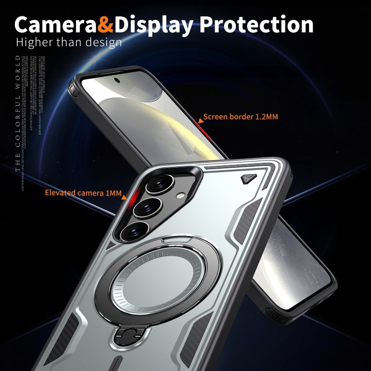 For Samsung Galaxy S24 FE 5G PC Hybrid TPU Armor MagSafe Ring Holder Phone Case