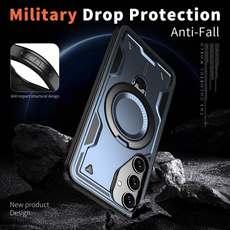 For Samsung Galaxy S24 FE 5G PC Hybrid TPU Armor MagSafe Ring Holder Phone Case