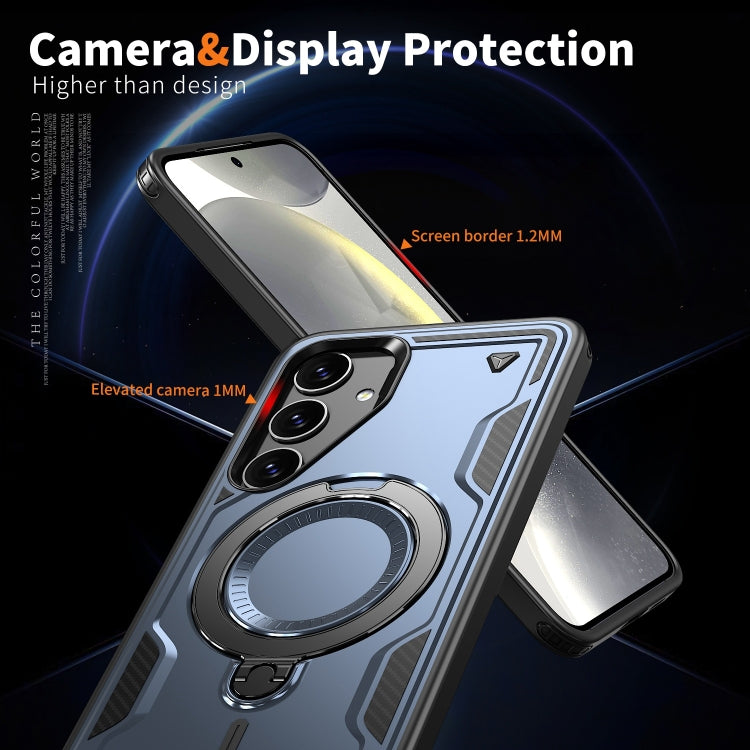 For Samsung Galaxy S24 FE 5G PC Hybrid TPU Armor MagSafe Ring Holder Phone Case