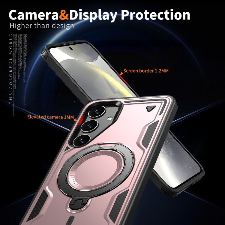 For Samsung Galaxy S24 FE 5G PC Hybrid TPU Armor MagSafe Ring Holder Phone Case
