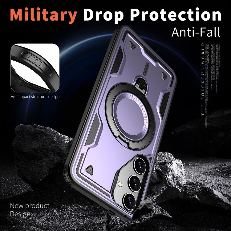 For Samsung Galaxy S24 FE 5G PC Hybrid TPU Armor MagSafe Ring Holder Phone Case
