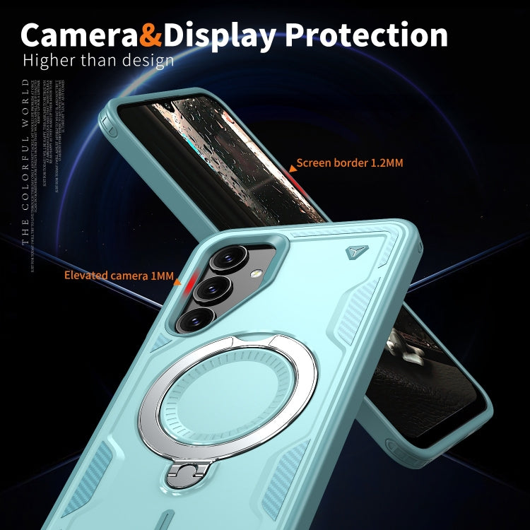 For Samsung Galaxy S24 FE 5G PC Hybrid TPU Armor MagSafe Ring Holder Phone Case