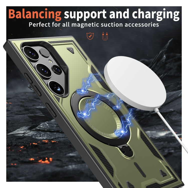 For Samsung Galaxy S24 Ultra 5G PC Hybrid TPU Armor MagSafe Ring Holder Phone Case