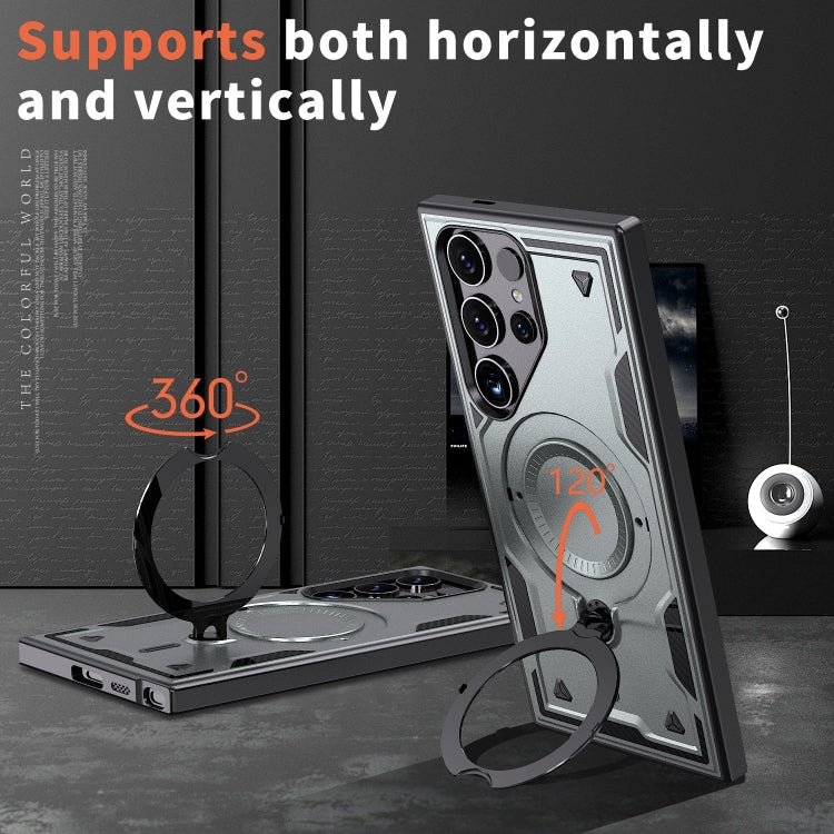 For Samsung Galaxy S24 Ultra 5G PC Hybrid TPU Armor MagSafe Ring Holder Phone Case