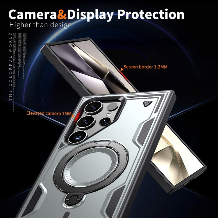 For Samsung Galaxy S24 Ultra 5G PC Hybrid TPU Armor MagSafe Ring Holder Phone Case