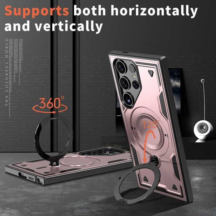 For Samsung Galaxy S24 Ultra 5G PC Hybrid TPU Armor MagSafe Ring Holder Phone Case