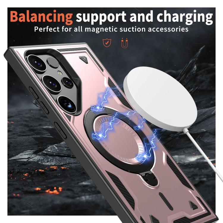 For Samsung Galaxy S24 Ultra 5G PC Hybrid TPU Armor MagSafe Ring Holder Phone Case