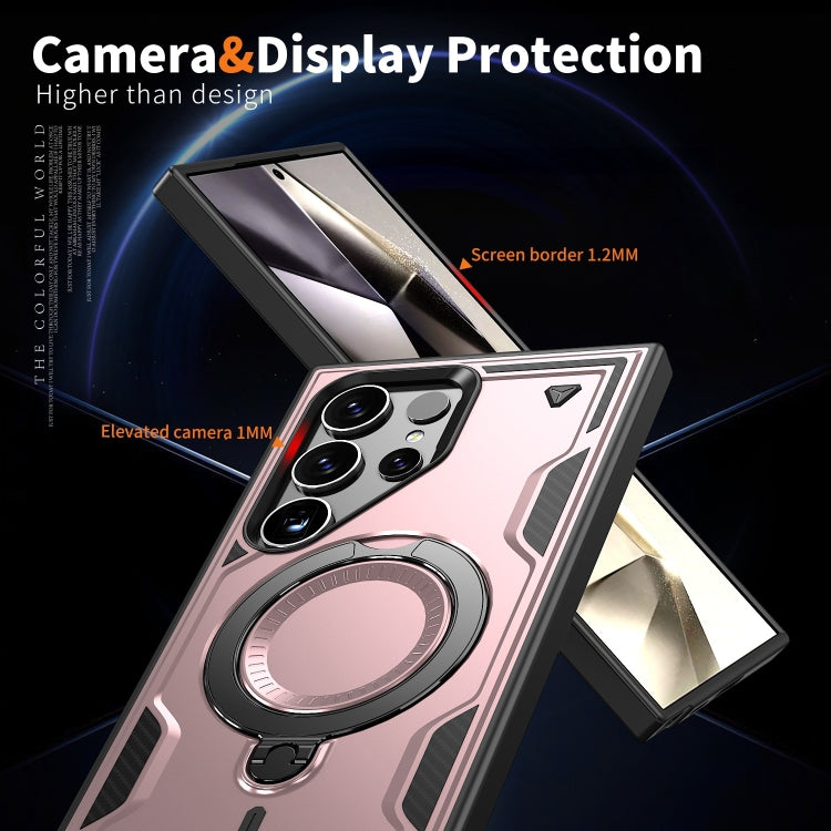 For Samsung Galaxy S24 Ultra 5G PC Hybrid TPU Armor MagSafe Ring Holder Phone Case