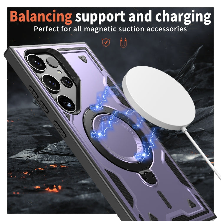 For Samsung Galaxy S24 Ultra 5G PC Hybrid TPU Armor MagSafe Ring Holder Phone Case
