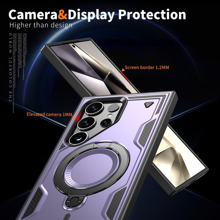 For Samsung Galaxy S24 Ultra 5G PC Hybrid TPU Armor MagSafe Ring Holder Phone Case