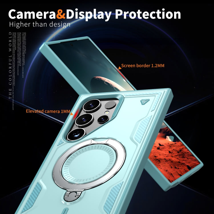 For Samsung Galaxy S24 Ultra 5G PC Hybrid TPU Armor MagSafe Ring Holder Phone Case