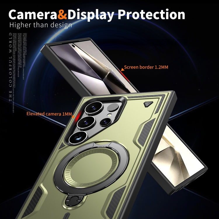 For Samsung Galaxy S23 Ultra 5G PC Hybrid TPU Armor MagSafe Ring Holder Phone Case