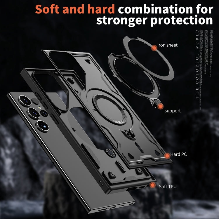 For Samsung Galaxy S23 Ultra 5G PC Hybrid TPU Armor MagSafe Ring Holder Phone Case