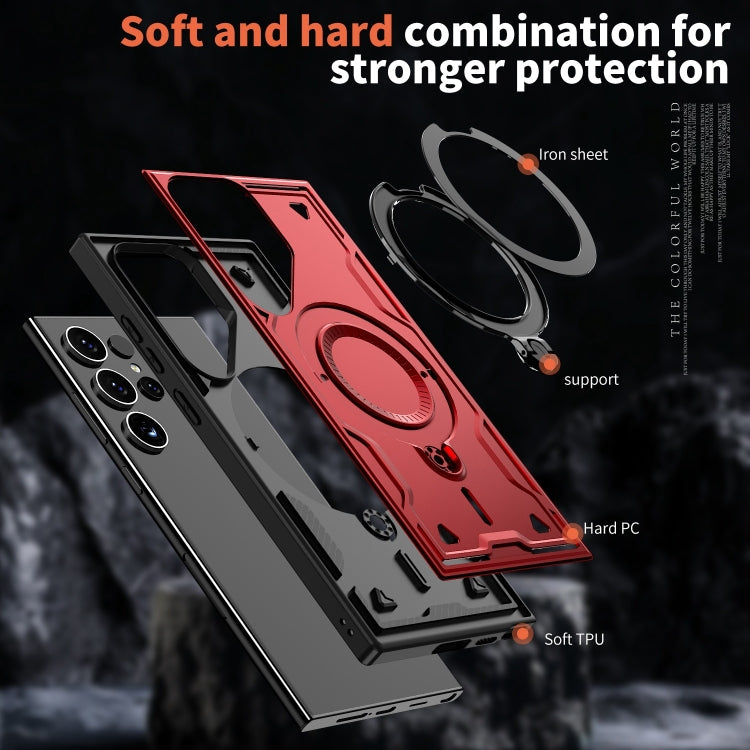 For Samsung Galaxy S23 Ultra 5G PC Hybrid TPU Armor MagSafe Ring Holder Phone Case
