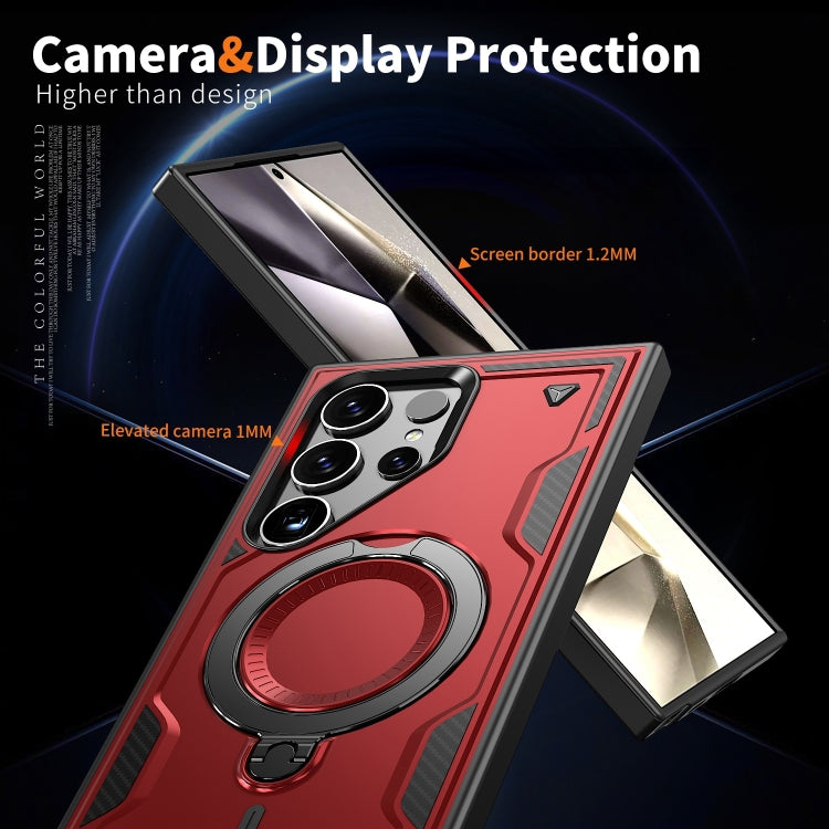 For Samsung Galaxy S23 Ultra 5G PC Hybrid TPU Armor MagSafe Ring Holder Phone Case