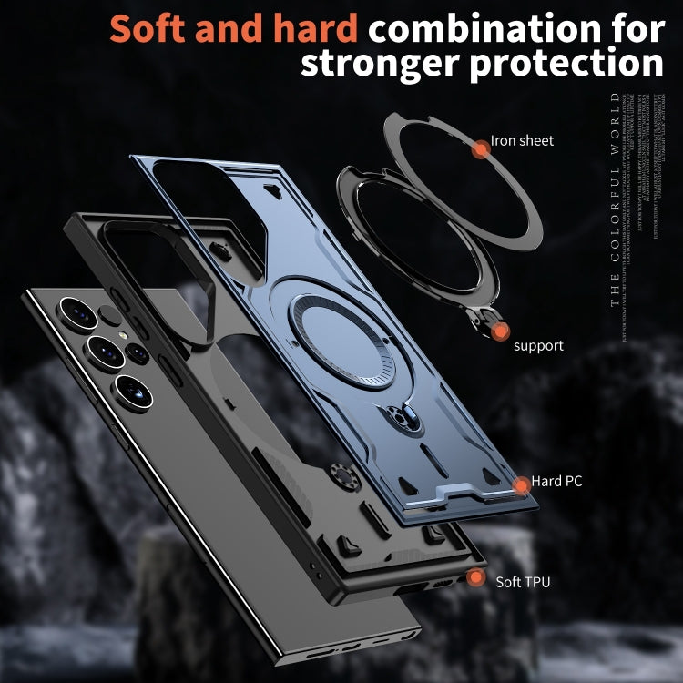 For Samsung Galaxy S23 Ultra 5G PC Hybrid TPU Armor MagSafe Ring Holder Phone Case