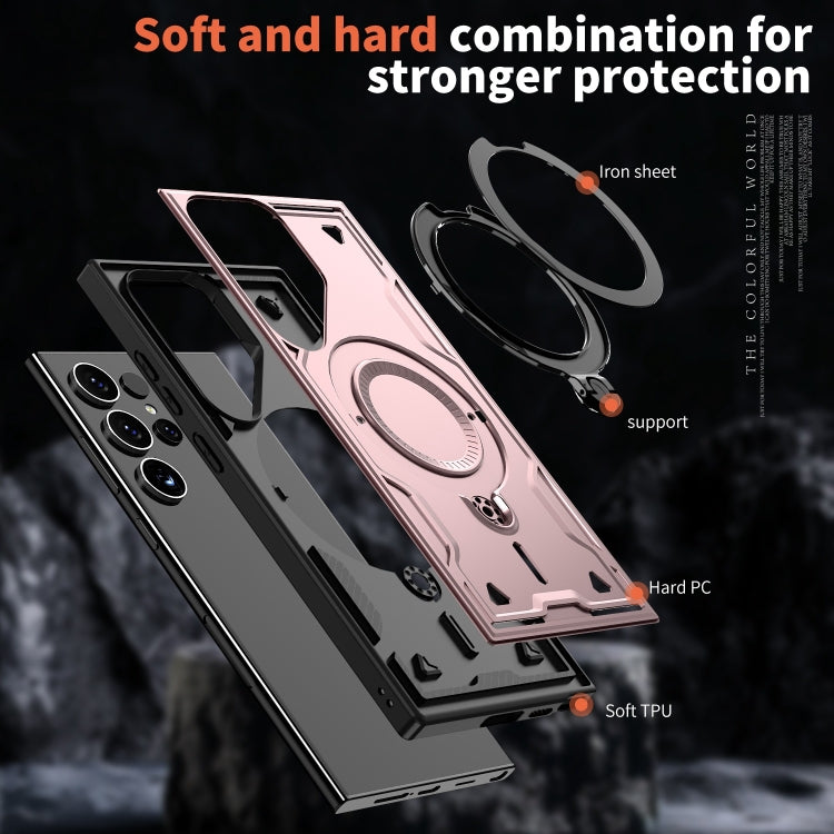 For Samsung Galaxy S23 Ultra 5G PC Hybrid TPU Armor MagSafe Ring Holder Phone Case