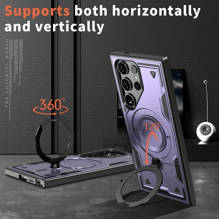 For Samsung Galaxy S23 Ultra 5G PC Hybrid TPU Armor MagSafe Ring Holder Phone Case